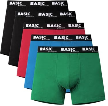 Basic Treasure 5-pack boxershorts herr, bomull, utan kliande etikett