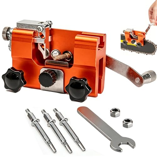 Qinux Klampero Chainsaw Sharpener, Klampero Chain Sharpener, Hand Crank Chainsaw Sharpeners Kit, All Chainsaws Chains (with 3 Sharpening Steels)