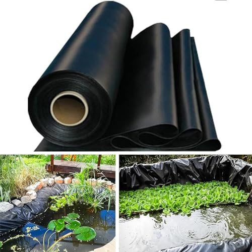Premium dammfoder 10 x 15 fot – flexibelt underlag för koi-dammar, vattenfall och fontäner – lätt att klippa svarta dammskinn (5 x 15 m) för vattenträdgårdar