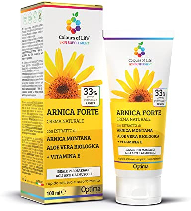Arnica Forte Crema - Árnica Loción para Contusiones y Traumatismos - para Masajes Musculares y Articulares - Alivia el Dolor y la Tensión en Músculos y Articulaciones 100ml Colours Of Life
