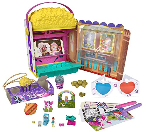 Polly Pocket GVC96 - Polly Pocket PopcornBox-lekset, med Biotema, Minidockor och mer än 15 Överraskningar, för Barn från 4 år
