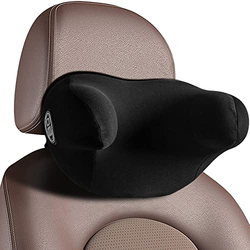 JSCARLIFE Bilnackkudde, nackstödskudde med minnesskum för nacksmärtlindring U-formad ergonomisk design mjuk nackstödskudde för långvarig körning, sova och vila i bil och kontor (svart)