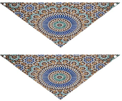 2 Stück Hundehalstücher Haustier Bandana Schal Druckknopf Dreieck Lätzchen Halstuch Set Haustier Urlaub Zubehör Dekor für kleine bis große Welpen Hunde Katzen Medium Mosaik Muster