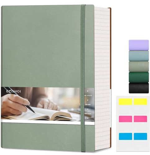 EMSHOI 400 Seiten Notizbuch B5 – Großes, liniertes Tagebuch, 100 g/m², dicker linierter Notizblock, veganes Leder, Softcover, tägliches Notizbuch für Damen, Herren, Arbeit, Schule, Büro, Schreiben
