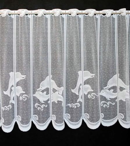 Gardinen Kranzusch Scheibengardine Delfin 90x110 cm H/B weiß Bistrogardine Vorhang Küche 1er Pack
