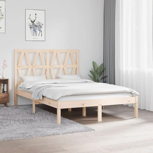 Gecheer Massiv träsäng, sängram, seniorsäng, träsäng, dubbelsäng, balksäng, komfortsäng, futonsäng, ungdomssäng, lanthussäng gästsäng, säng för sovrum, furu 120 x 200 cm