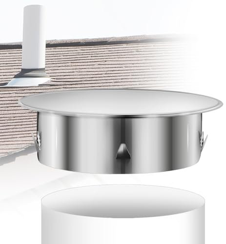 Coperchio per foro per camino e stufa, 100 mm, copertura per canna fumaria, in acciaio inox, coperchio per foro, diametro inferiore 98 mm, profondità: circa 45 mm