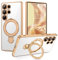 BENTOBEN Hülle für Samsung Galaxy S25 Ultra Mag-Safe mit Ständer, [Magnetisch Ständer Ring] Clear Kabellos Dünn TPU Bumper Cover Case Handyhülle Samsung Galaxy S25 Ultra 6.9, Titan Wüstensand