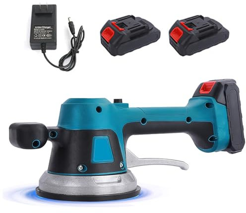 21V Machine de Carrelag, Ventouse Carrelage Electrique 6 Vitesses Réglable, Vibreur Carrelage sans Fil, Machine à Carrelage, pour Sol Carrelage Mur (2Batteries(1500mah+1500mah))