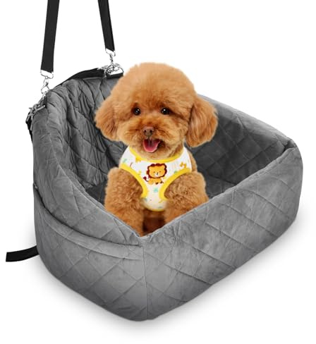 Hundarbilsäte, Tvättbar Hundstol Hundbilstol Sittplats Hund Säng Auto Hund Höjning för små och Medelstora Hundar 50 X 52 X 28 Cm (GREY)