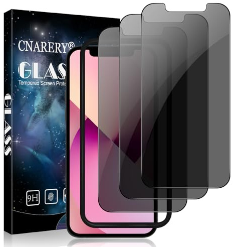 Cnarery 3 Pack Privacy Screen Protector for iPhone 16e/13/13 Pro/14, Anti-Scratch, 9H Hardness, Scratch Resistant, Case Friendly, Anti Spy Tempered Glass Film With Installation Frame 6.1-Inch