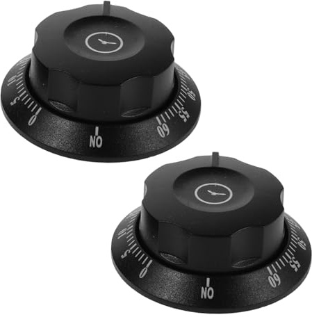 FONDOTIN Temporizador de Cocina Manual de Plástico Negro 2 Piezas Dial Graduado y Alarma Sonora para Horno en Cocina y Escuela