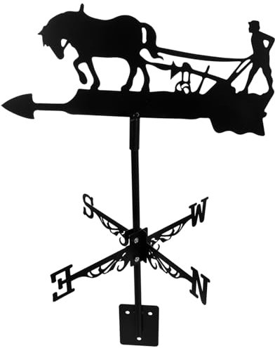 Toyvian Veleta de Jardín para Techo con Diseño de Caballo Indicador de Dirección del Viento para Decoración de Exteriores y Herramienta Meteorológica Adorno Vintage para al Aire