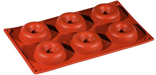 Pavoni Stampo Silicone MULTIPORZ.6 Impronte SAVARIN FORMAFLEX 300X175 Rosso Mattone PAV