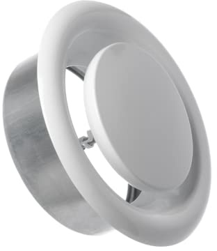 EUROPLAST Ø 200mm Difusor de Extracción - Válvula de Disco Regulada - Rejilla de Ventilación Redonda de Acero - Blanco