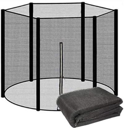 Ø244cm /306cm / 366cm / 427cm Trampolin Sicherheitsnetz für Gartentrampoline, Ersatznetz mit Reißverschluss und Schnallen, Netzhöhe 163CM/180CM,Schwarz,306 cm(10FT) 6 stangen
