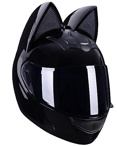 Full Face Motorradhelme mit Katze Ohren Adult Flip up Visiere Motocross Helm Vollvisierhelm Motorrad-Crash Helmet Leichtbau DOT/ECE Certified 2,S