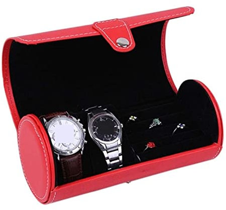 AMYSTY Uhrenkoffer Uhrenrolle Uhrenbox Uhrenschatulle Uhrenbox Display Halter PU Leder Rolle Tragbare Uhr Organizer Case Armbanduhr Halter Schmuck Aufbewahrungsbox Uhrenetui Uhren Aufbewahrungsbox