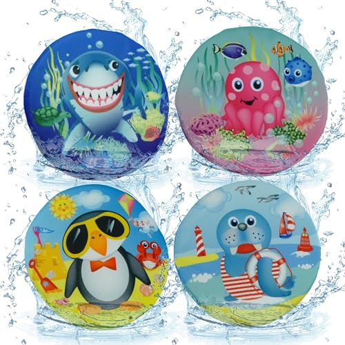 SRV Hub 4Pcs Splash Water Skimmer Flying Discs Kids, Soft Foam Flying Disc Frisbee, Water Throwing Disc, Outdoor Sports Fun Play Floating Water Toys for Kids and Adults 18cm