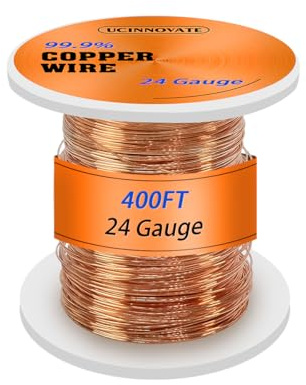 UCINNOVATE 24 Gauge Pure Copper Wire, 122m 0.5mm Durchmesser kupferdraht Solid Soft Bare Copper Wire für Schmuckherstellung Handwerk und elektrische Anwendungen, Flexible Copper Wire Jewelry DIY