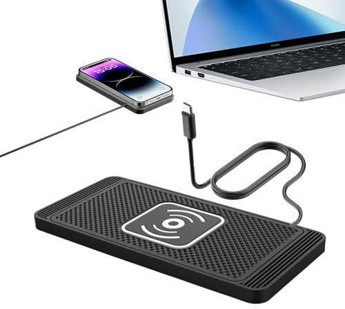Wpsagek Auto-Ladepad, kabelloses Ladepad für, 15 W intelligentes, ultraschlankes kabelloses Autoladegerät, Kfz-Ladegerät-Halterung, rutschfeste Handy-Ladematte für kleine Autos, LKWs, SUVs