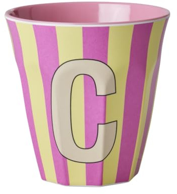 ReWu Rice Melmain Becher Medium Jungen - Buchstabe C - Kinderbecher Campingbecher Campnggeschirr Trinkbecher Melamingeschirr Bruchsicher BPA-Frei 250ml