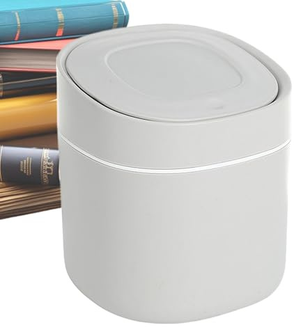 Trash Bin Desk, Press to Pen, Desktop Waste Can, 6.1x5.31x5.31 Inches, Multi Functional Household Organizer, Ideal for Paper Scraps, Cotton Swabs and Small Items Storage