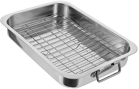 Ipetboom Multi-Purpose Stainless Steel Baking Tray with Rack Versatile Kitchen Ovenware for Desserts Snacks and BBQ Easy to Clean Bakeware Housewarming