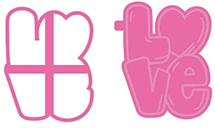 LissieLou Love in Bubble Font Cookie Cutter and Stamp Valentine's Day Icing Stamp Fondant Embosser - Pink