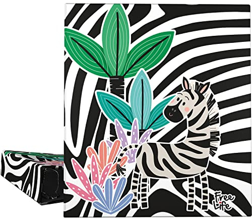 Grafoplás 88172640. Ringbuch A4, 4 Ringe gemischt, 40 mm, weiche Laminierung, Anti-Fingerabdruck, Kollektion Free Life, Zebra, bunt