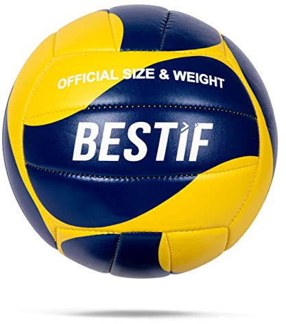 BESTIF Volleyball Größe 5 für Outdoor Indoor Training Beach Ball (5, Blau-Gelb)