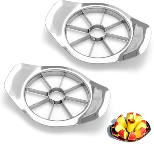 HZAOPZE 2 pcs 3-in-1-Edelstahl-Apfelschneider - Obstschäler Edelstahl-Apfelschäler Entkerner Obstmesser Edelstahlschneider, Apfelschneider mit 8 Klingen zum Schneiden von Obst(15 x 11 cm)