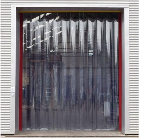 Transparentes PVC-Streifen-Türvorhang-Set für kommerzielle Lager, Terrasse, Garage, anpassbare Größe, transparente Vinyl-Rollvorhangstreifen, verbesserte Isolierung und Energieeffizienz