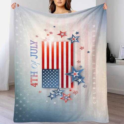 AYZOFCNDK USA Unabhängigkeitstag – USA Flagge Kuscheldecke Flauschige Decke Personalisierte Geschenke Super Weich Couch Decken Wohndecke Geburtstag Weihnachten 40x50inch(100x130cm)
