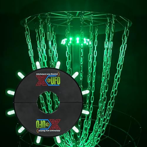 X-UFO Disc-Golfkorb mit Rahmen-Sensor, Licht und automatischem Farbwechsel, kompatibel mit Disc-Golfkorb-Rahmen (48 mm)