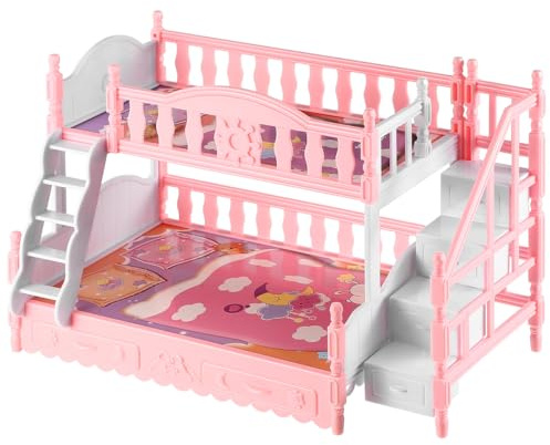 DOITOOL Miniatur-Etagenbett Maßstab 1:12 Puppenhausmöbel Doppelstockbett Puppenbett Klein Für Puppenhausdekoration Spielzeug Und Rollenspiel Zubehör
