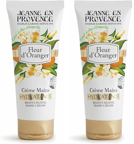 JEANNE EN PROVENCE - Crème pour les mains - Fleur d'Oranger - Nourrit, Parfume & Adoucit - Pour peaux sèches - 95% d'Ingrédients d'origine naturelle - Fabriqué en France à Grasse - 75 ml (Lot de 2)