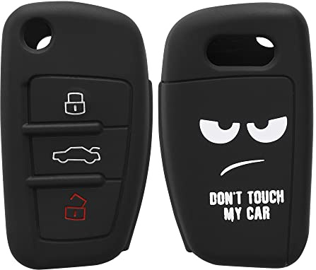 kwmobile Autoschlüssel Hülle kompatibel mit Audi 3-Tasten Klappschlüssel Hülle - Schlüsselhülle Don't Touch My Car Weiß Schwarz