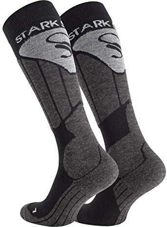 STARK SOUL Chaussettes de Ski et Snowboard Hauteur Genou, pour Hommes et Femmes, gris, 43-46