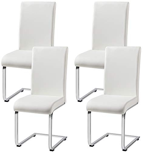 Yaheetech Pack de 4 Sillas de Comedor Cocina Moderna Tapizada de Blanca