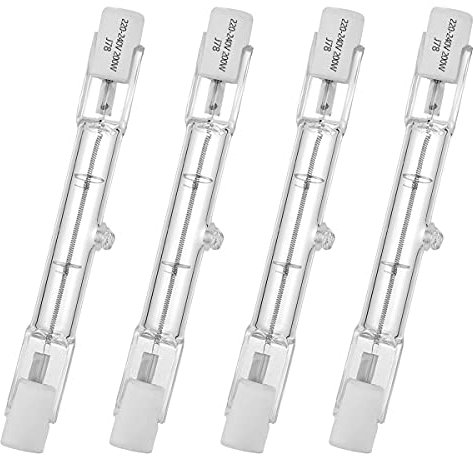 VINBE Tubo alogeno HaloLine, base R7S, lampada alogena T3, 230V, 200 watt, 78mm, bianco caldo - 2800K (4 pezzi)