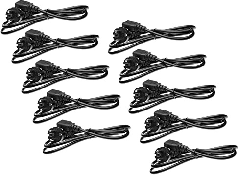vhbw 10x Netzkabel für Kaltgeräte Schutzkontaktstecker C13 Buchse 1,2m für PC Monitor Computer Drucker usw.