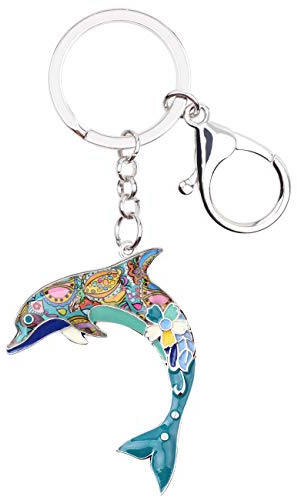 NEWEI Emaille Schlüsselanhänger Delfin Anhänger Meerestiere Ringe Deko für Damen Mädchen Kinder Tasche Geldbörse Charms Auto Geschenke