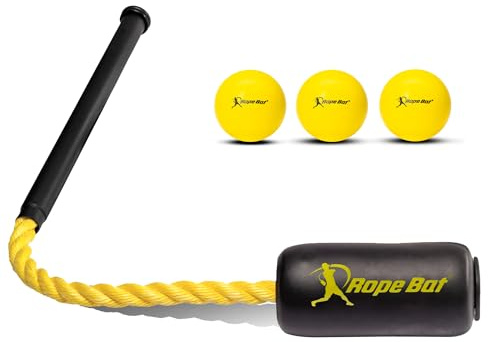Rope Bat - Ultimate Rope Bat Swing Trainer con 3 palline da allenamento morbide - Baseball e softball Hitting Trainer, strumento di allenamento, aiuto per la battuta