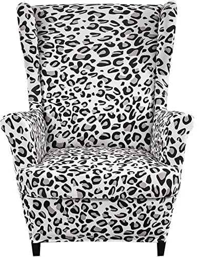JHLD 2 Stück Stretch Husse Für Ohrensessel, Husse Für Ohrensessel Gedruckt Ohrensessel Schonbezug Weiche Spandex Sesselbezug Für Wohnzimmer Haustiere-L-Ohrensessel