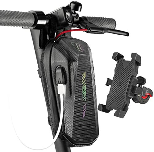 Outinhao Scooter Tasche, Fahrrad Rahmentasche mit USB-Ladeanschluss, mit Handyhalterung, Lenkertasche wasserdicht Für Segway Max G30d Xiaomi Mi Mijia M365 Sedway Ninebot E ES1/ES2/ES3/ES4, Schwarz
