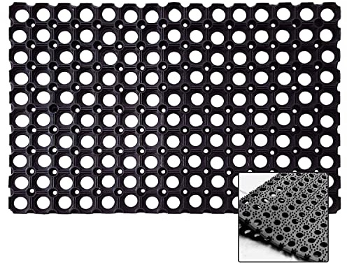 Milosc Rubber Ring Hollow Mat - Outdoor/Indoor Entrance Floor Safety Mat for Kids Playground & Garden - Anti-Fatigue, Non-Slip, Washable (40 x 60 cm)