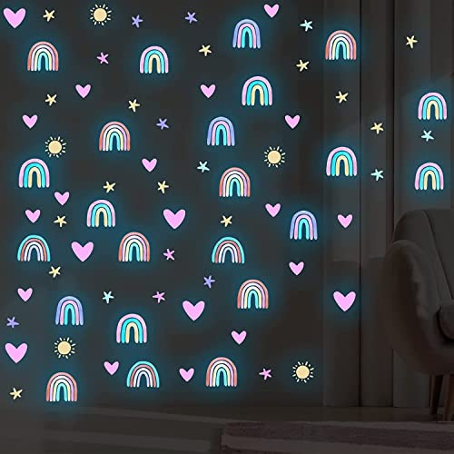 Regenbogen Leuchtend Wandufkleber Wandtattoo Kinderzimmer Mädchen Regenbogen Wandsticker Boho Deko Kinderzimmer Schlafzimmer