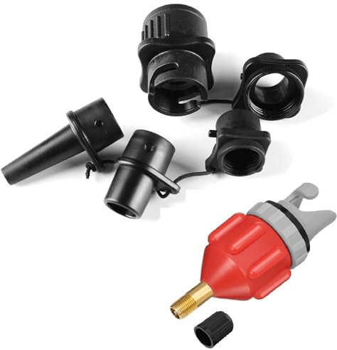 SUP Pumpenadapter Für Schlauchboote| Tragbarer SUP Ventiladapter Mit 4 Stück Gasdüse| Aufblasbarer Luftventilkonverter| Sup Pumpe Adapter Für Kanu, Kajak, Schlauchboot, Stand Up Paddle Board (Orange)