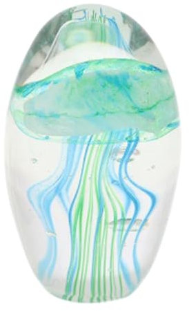 Dekorative Papierpresse und Skulptur aus Glas, gewellte Qualle, Cyanblau, Höhe 7 cm